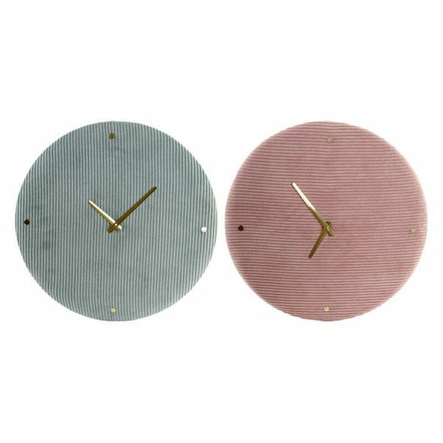 Horloge Murale DKD Home Decor Vert Rose 40,5 x 5,5 x 40,5 cm (2 Unités)