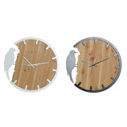 Wall Clock DKD Home Decor Black Brown White Iron Bird 50 x 4 x 50 cm MDF Wood (2 Units)