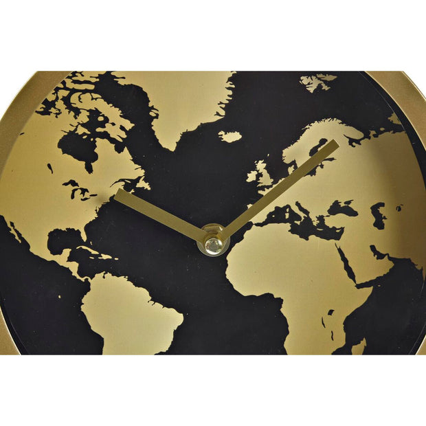 Table clock DKD Home Decor 22 x 12 x 31 cm Crystal Golden Metal Vintage World Map