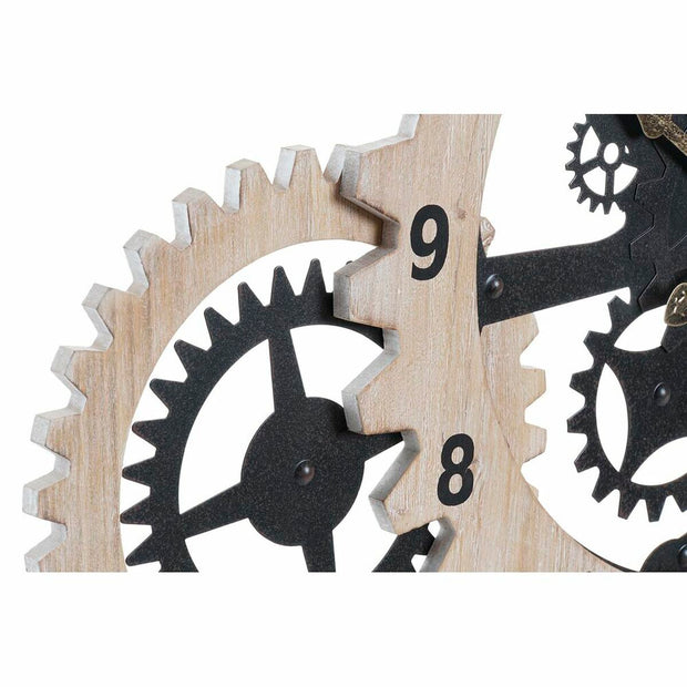 Wall Clock DKD Home Decor Natural Black MDF Gears (70 x 4 x 45 cm)