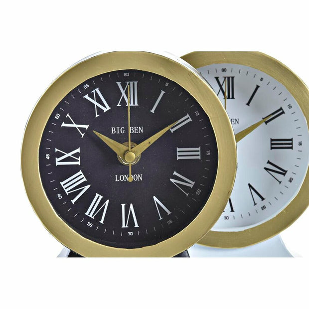 Horloge de table DKD Home Decor Blanc Noir Verre Fer 12 x 6 x 13 cm (2 Unités)