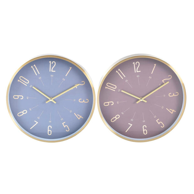 Horloge Murale DKD Home Decor Bleu Bordeaux Aluminium Moderne 30 x 4 x 30 cm (2 Unités)