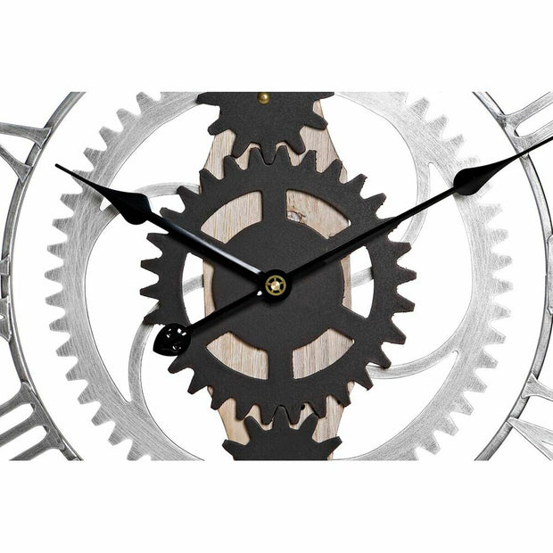 Horloge Murale DKD Home Decor Argenté Noir MDF Fer Engrenage Loft (60 x 4 x 60 cm)