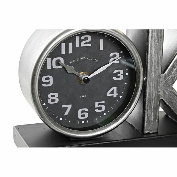 Horloge de table DKD Home Decor 23 x 8 x 15 cm Argenté Noir Fer (2 Unités)