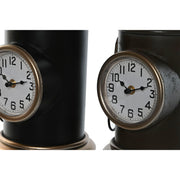 Horloge de table Home ESPRIT Noir Doré Métal polypropylène Vintage 17 x 18 x 34,5 cm (2 Unités)