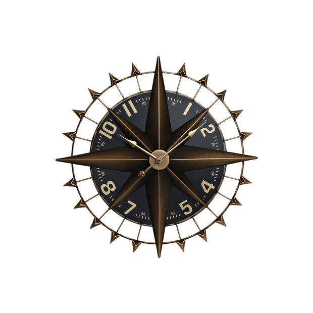 Horloge Murale Home ESPRIT Noir Doré Fer Boussole Vintage 80 x 7,5 x 80 cm