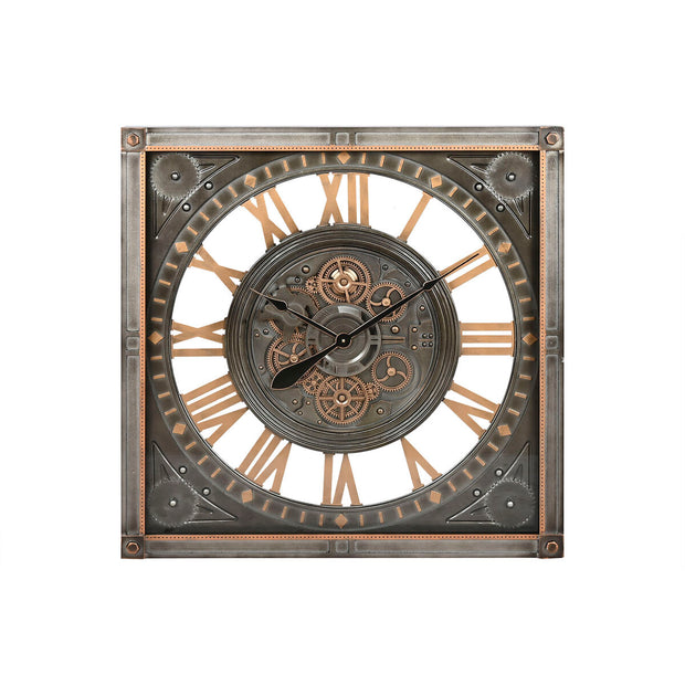 Relógio de Parede Home ESPRIT Cinzento Dourado Prateado Cristal Ferro 80 x 10 x 80 cm