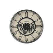 Relógio de Parede Home ESPRIT Branco Preto Cinzento escuro Ferro Madeira MDF 54 x 8 x 55 cm