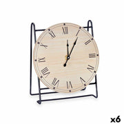 Table clock Black Metal MDF Wood 19 x 21 x 9 cm (6 Units)
