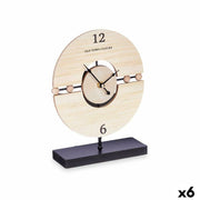 Horloge de table Balles Noir Métal Bois MDF 20,5 x 26,5 x 7 cm (6 Unités)